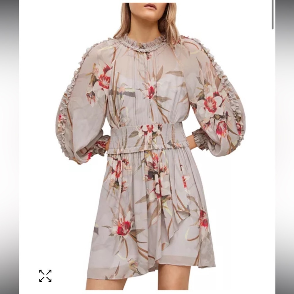 NEW AllSaints Thallo Kuroyuri Long Sleeve Floral Mini Dress